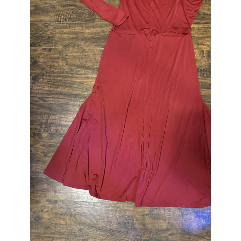 Zara Maxi Burgundy Long Sleeve Dress Sz:M - Picture 2 of 8